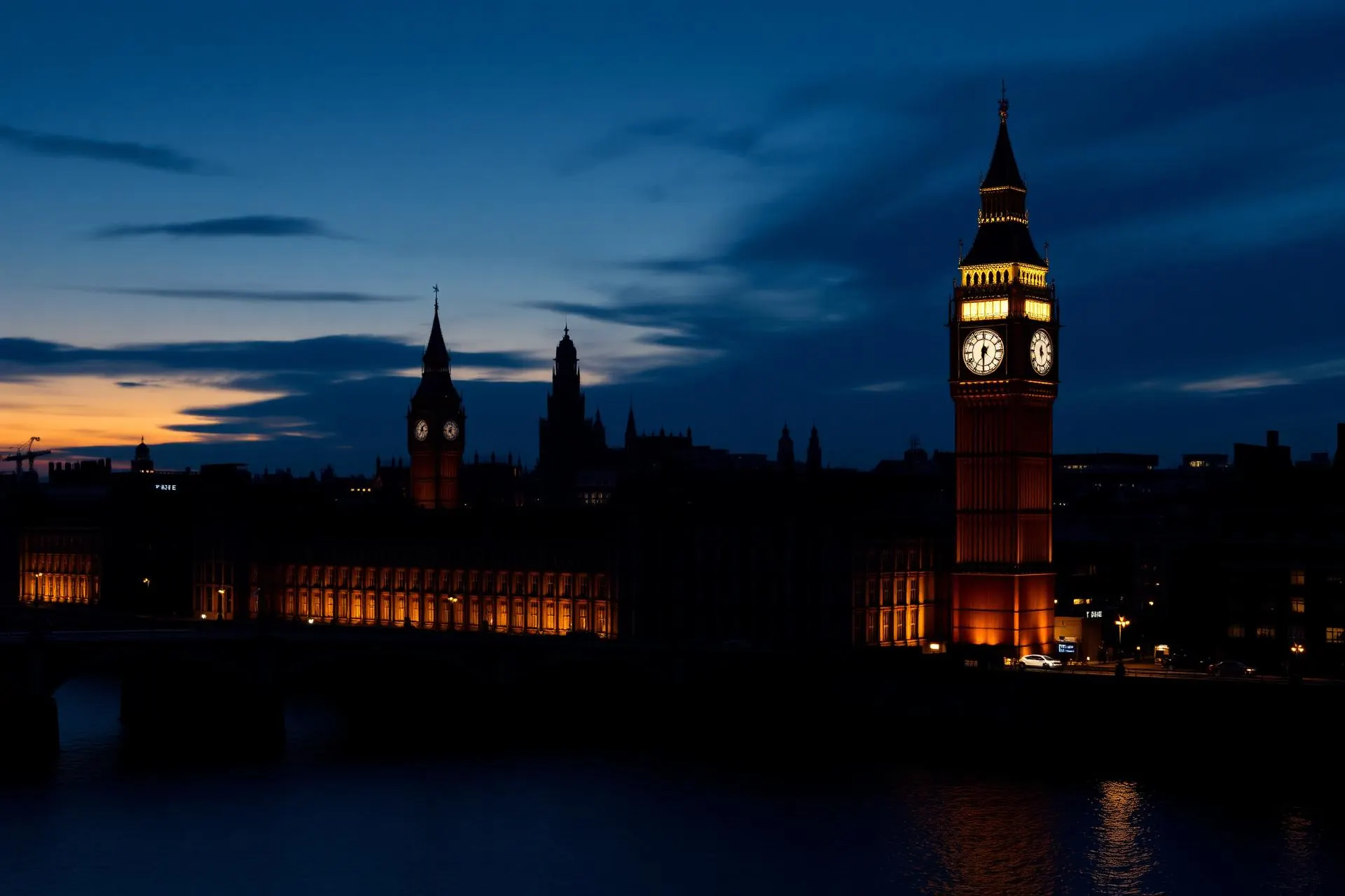London skyline at dusk